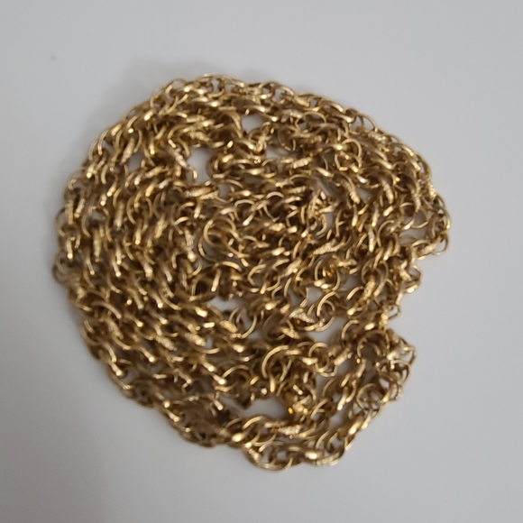 Vintage Long Florentine Etched Rolo Chain Necklace Estate Spring Ring Chunky 60" - Picture 2 of 8